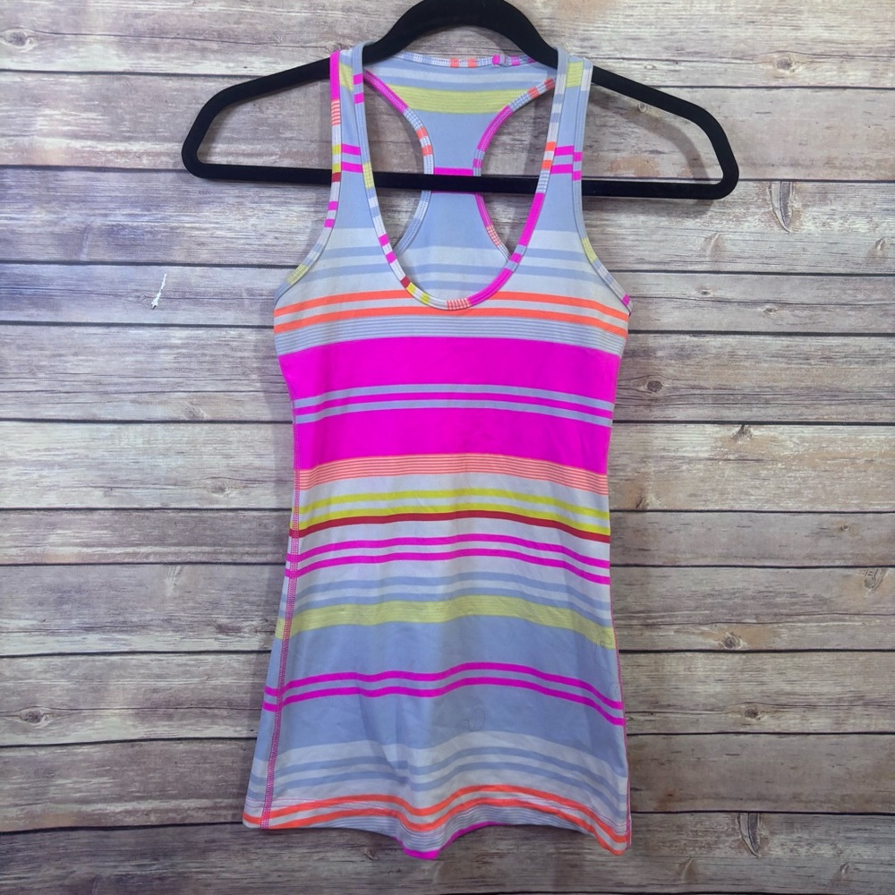 Lululemon Cool Racerback Tank Multicolor Pink Stripe
